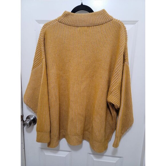 Topshop Mustard Yellow Ribbed Knit Poncho Sweater With Turtleneck Collar - Picture 3 of 11